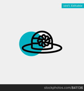 Beach, Hat, Cap turquoise highlight circle point Vector icon