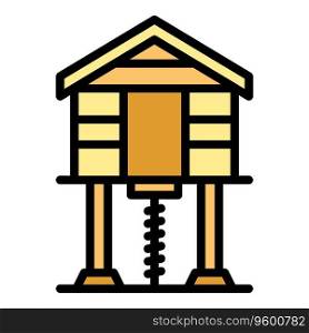 Beach house cabin icon outline vector. Forest stilt. Hut swamp color flat. Beach house cabin icon vector flat