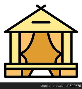 Beach house icon outline vector. Game hut. Cabin forest color flat. Beach house icon vector flat