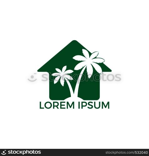 Beach house logo design. Green house logo vector design.