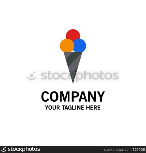 Beach, Ice Cream, Cone Business Logo Template. Flat Color