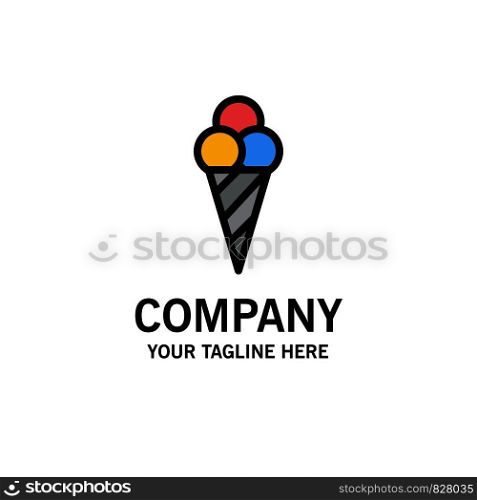 Beach, Ice Cream, Cone Business Logo Template. Flat Color