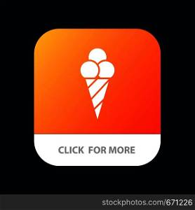 Beach, Ice Cream, Cone Mobile App Button. Android and IOS Glyph Version