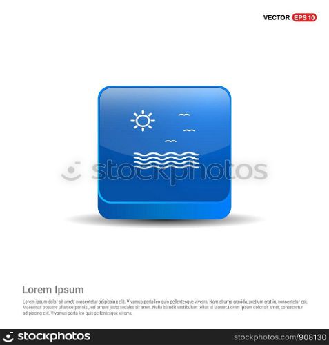 beach icon - 3d Blue Button.