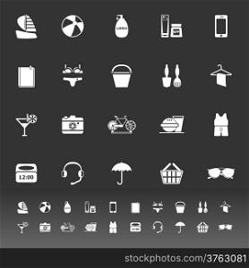 Beach icons on gray background, stock vector