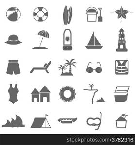 Beach icons on white background, stock vector