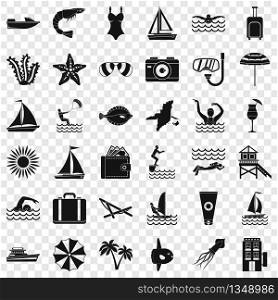 Beach icons set. Simple style of 36 beach vector icons for web for any design. Beach icons set, simple style