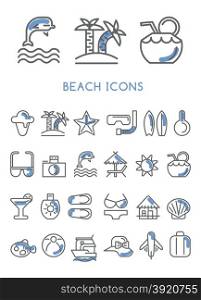 Beach Icons set vector design