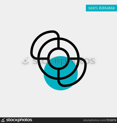 Beach, Lifeguard, Summer turquoise highlight circle point Vector icon