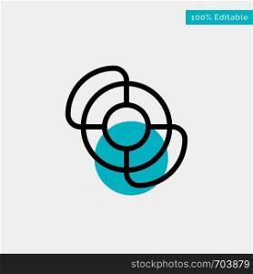 Beach, Lifeguard, Summer turquoise highlight circle point Vector icon