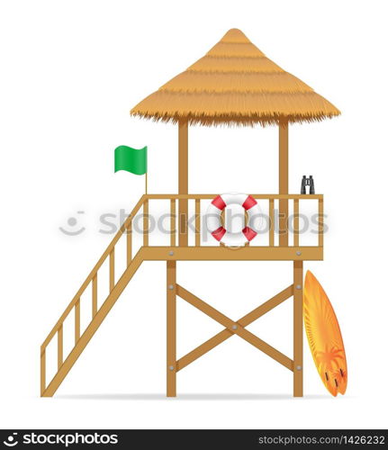 beach lifeguard tower to save drowning people vector illustration isolated on white background