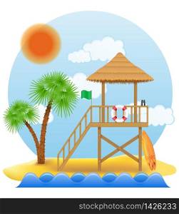 beach lifeguard tower to save drowning people vector illustration isolated on white background