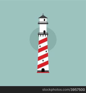 beach lighthouse flat illustration. beach lighthouse seashore view vector art illustration