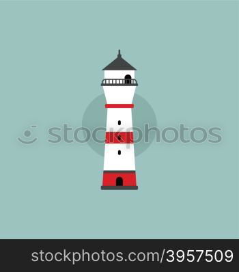 beach lighthouse flat illustration. beach lighthouse seashore view vector art illustration