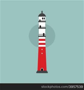beach lighthouse flat illustration. beach lighthouse seashore view vector art illustration