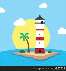 beach lighthouse seashore view. beach lighthouse seashore view vector art illustration