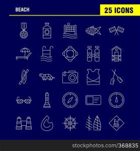 Beach Line Icon for Web, Print and Mobile UX/UI Kit. Such as  Protein, Bottle, Drink, Sport, Beach, Net, Sports, Volley, Pictogram Pack. - Vector