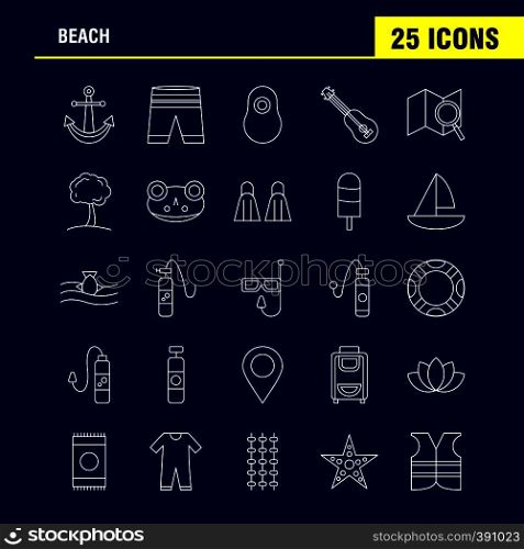 Beach Line Icon for Web, Print and Mobile UX/UI Kit. Such as: Shorts, Holiday, Vacation, Wear, Swimming, Pool, Sea, Instrument, Pictogram Pack. - Vector