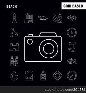 Beach Line Icon for Web, Print and Mobile UX/UI Kit. Such as: Protein, Bottle, Drink, Sport, Beach, Net, Sports, Volley, Pictogram Pack. - Vector