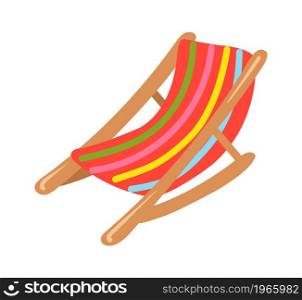 Beach lounger for summer rest and relax, Design element isolated on white background. Illustration of lounge comfort chair, chaise-longue isolated vector. Beach lounger for summer rest and relax, Design element isolated on white background