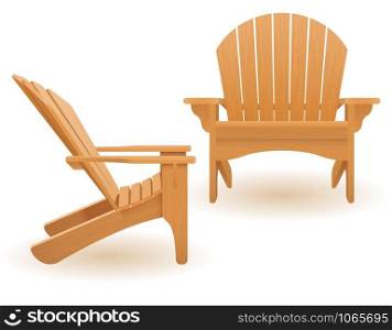 beach or garden armchair lounger deckchair made of wooden vector illustration isolated on white background