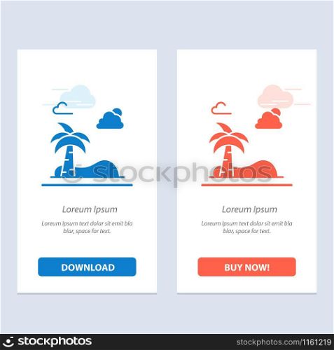 Beach, Palm, Tree, Spring Blue and Red Download and Buy Now web Widget Card Template