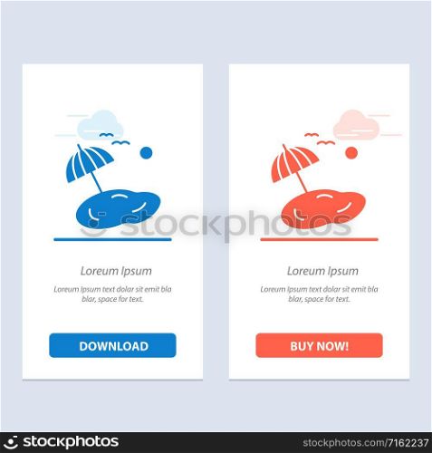 Beach, Palm, Tree, Spring Blue and Red Download and Buy Now web Widget Card Template