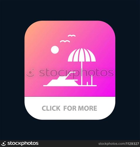 Beach, Palm, Tree, Spring Mobile App Button. Android and IOS Glyph Version