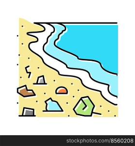beach plastic waste color icon vector. beach plastic waste sign. isolated symbol illustration. beach plastic waste color icon vector illustration