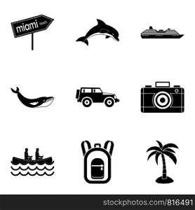 Beach ride icons set. Simple set of 9 beach ride vector icons for web isolated on white background. Beach ride icons set, simple style