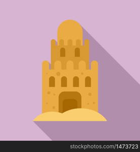 Beach sand castle icon. Flat illustration of beach sand castle vector icon for web design. Beach sand castle icon, flat style