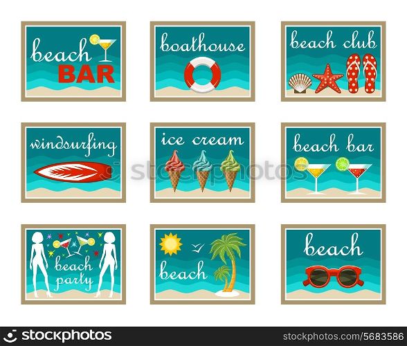 Beach set icons. vector