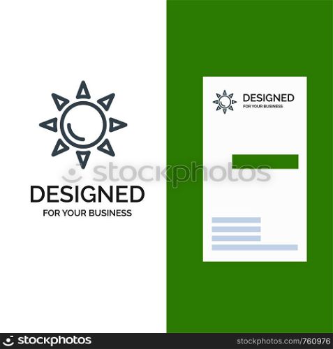 Beach, Shinning, Sun Grey Logo Design and Business Card Template