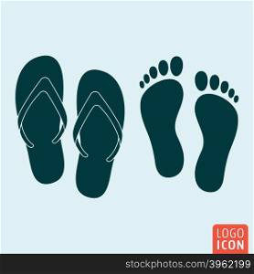 Beach slippers footprint icon isolated. Beach slippers icon. Footprint icon. Vector illustration