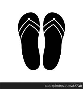 Beach slippers it is black icon . Simple style .. Beach slippers it is black icon .