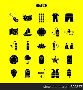 Beach Solid Glyph Icon for Web, Print and Mobile UX/UI Kit. Such as: Shorts, Holiday, Vacation, Wear, Swimming, Pool, Sea, Instrument, Pictogram Pack. - Vector