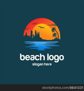 Beach summer logo design Royalty Free Vector Image