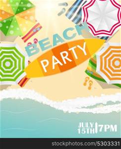 Beach Summer Party Poster Vector Illustration EPS10. Beach Summer Party Poster Vector Illustration