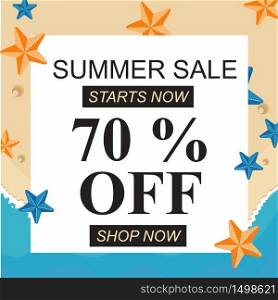 Beach Summer Sale Banner Big Discount Off with Starfish