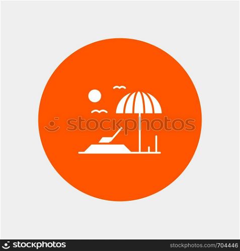 Beach, Sunbed, Vacation white glyph icon