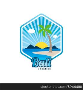 beach time tropical island bali summer vacation. beach time tropical island bali summer vacation vector art logo template