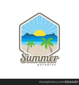 beach time tropical island summer vacation. beach time tropical island summer vacation vector art logo template