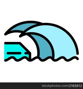 Beach tsunami icon. Outline beach tsunami vector icon color flat isolated. Beach tsunami icon color outline vector