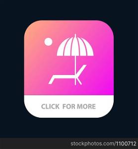 Beach, Umbrella, Bench, Enjoy, Summer Mobile App Button. Android and IOS Glyph Version