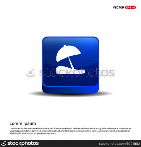Beach Umbrella Icon - 3d Blue Button.