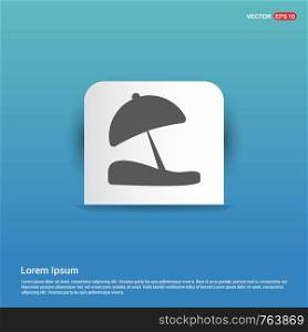 Beach Umbrella Icon - Blue Sticker button