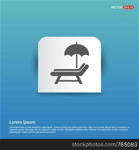 Beach umbrella icon - Blue Sticker button