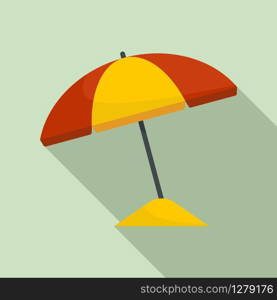 Beach umbrella icon. Flat illustration of beach umbrella vector icon for web design. Beach umbrella icon, flat style