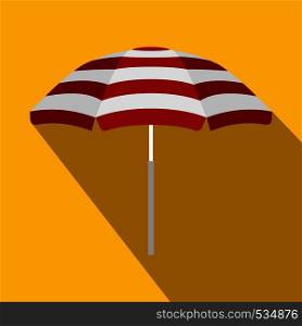 Beach umbrella icon in flat style with long shadow. Sea and rest symbol. Beach umbrella icon, flat style