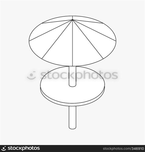 Beach umbrella icon in isometric 3d style isolated on white background. Beach umbrella icon, isometric 3d style